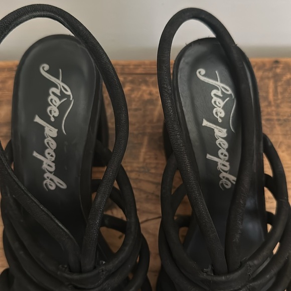 Free People Colette Cinched Heels - Black Strappy Sandals 38.5 8.5 Summer Event - Picture 7 of 9